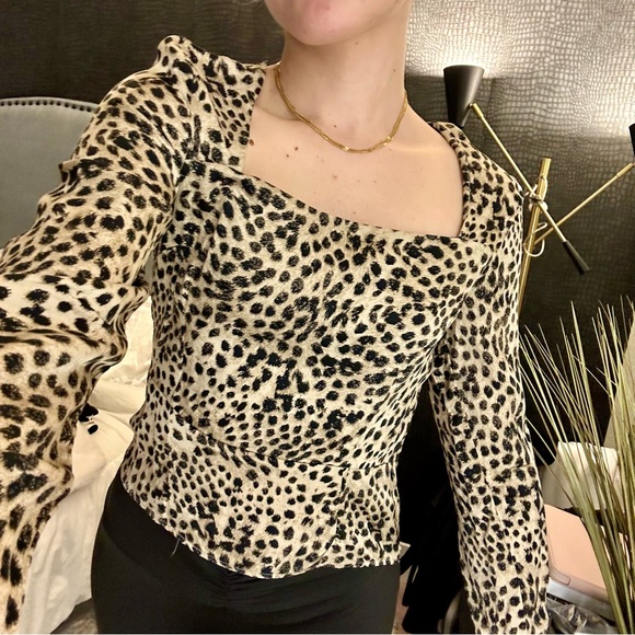 H&M Cheetah Silk Blouse (NWOT) - Picture 2 of 4